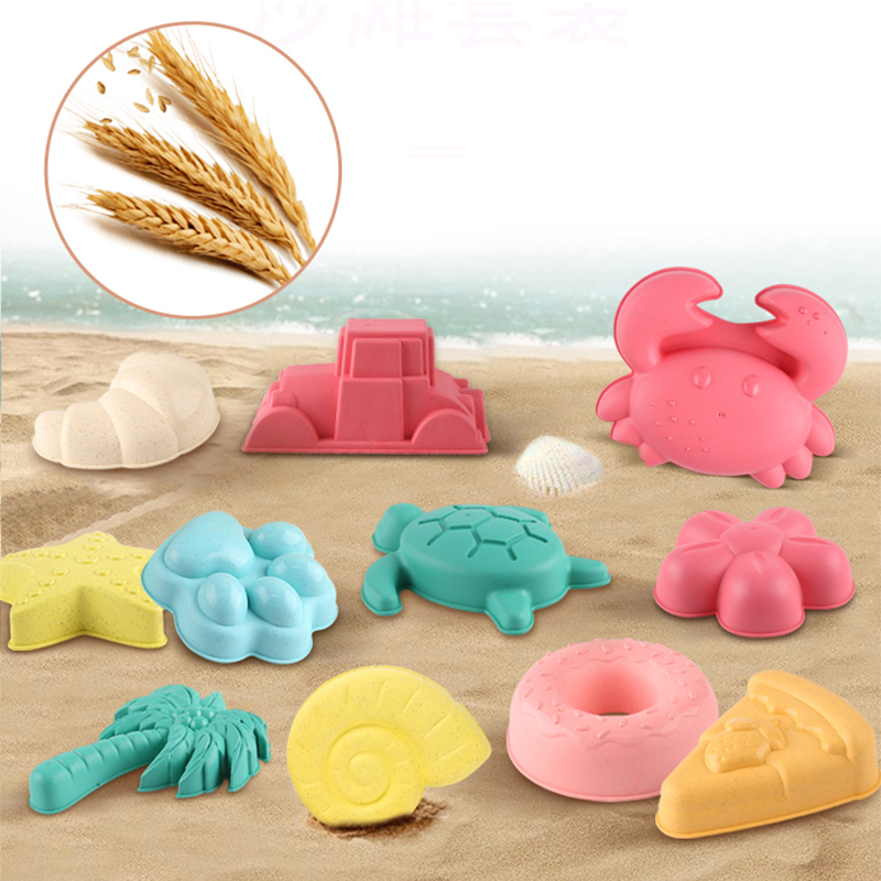 Kinetic Sand Mold - Strandspielzeug Sandform Sanddruckwerkzeug Strand-Sandbagger-Zubehör Weizenstroh-Donut-Baufahrzeug 12-teilige
