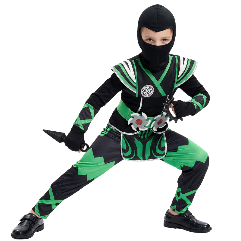 Kids Toys Set - Japanisches Ninja-Kostüm-Set für Kinder, grünes Samurai-Kostüm