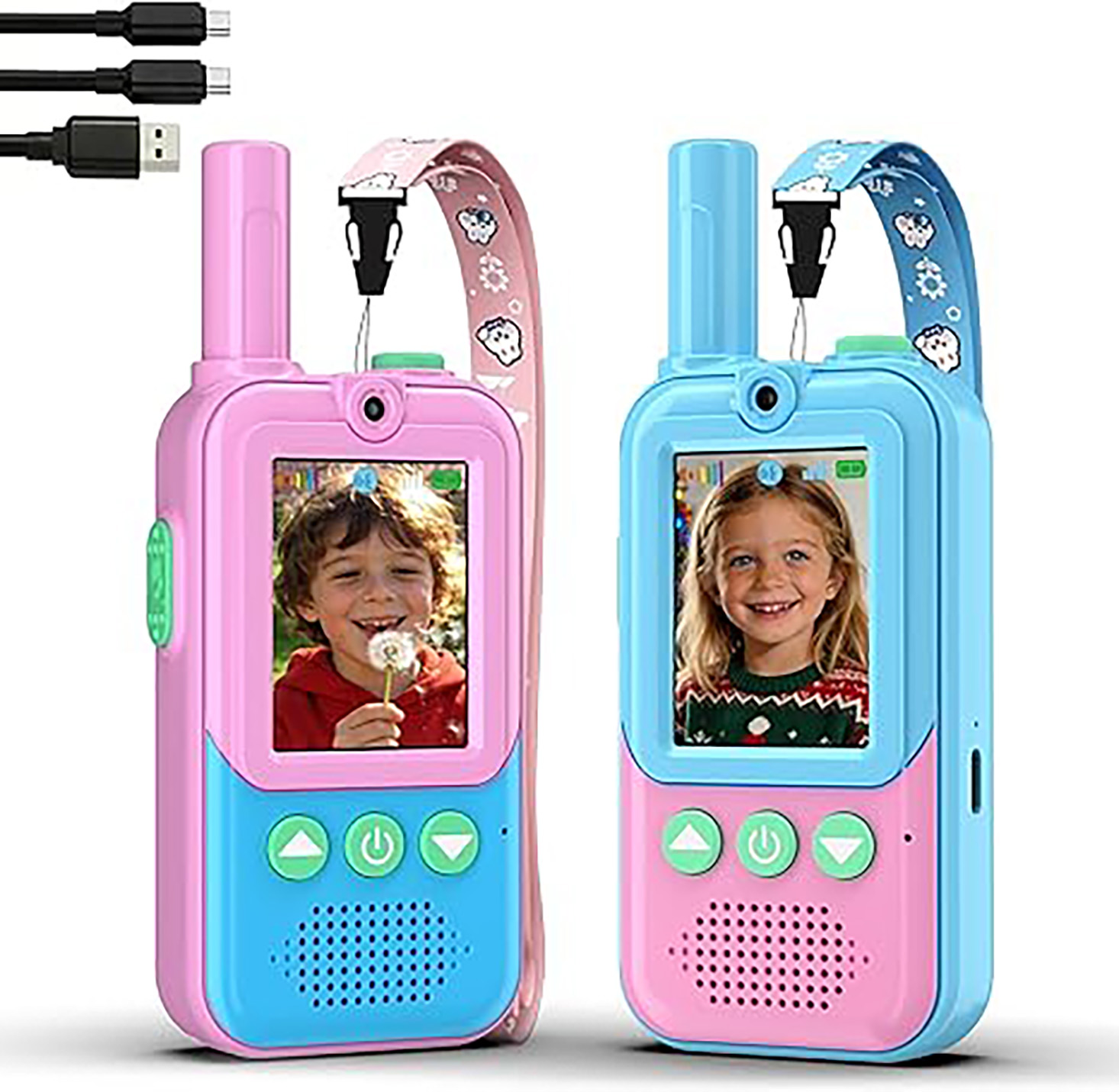 Toys For Kids Video - Wiederaufladbare Kinder-Video-Walkie-Talkies 2er-Pack, mit HD-Kamera und