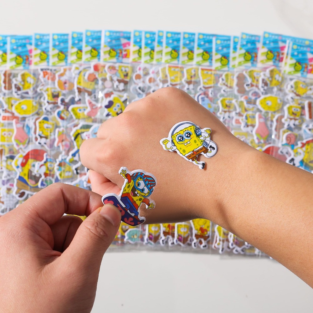 Kids Toys Return Gift - 12er-Pack SpongeBob 3D-Aufkleber - Niedliche Cartoon-Blasenaufkleber-Bögen,