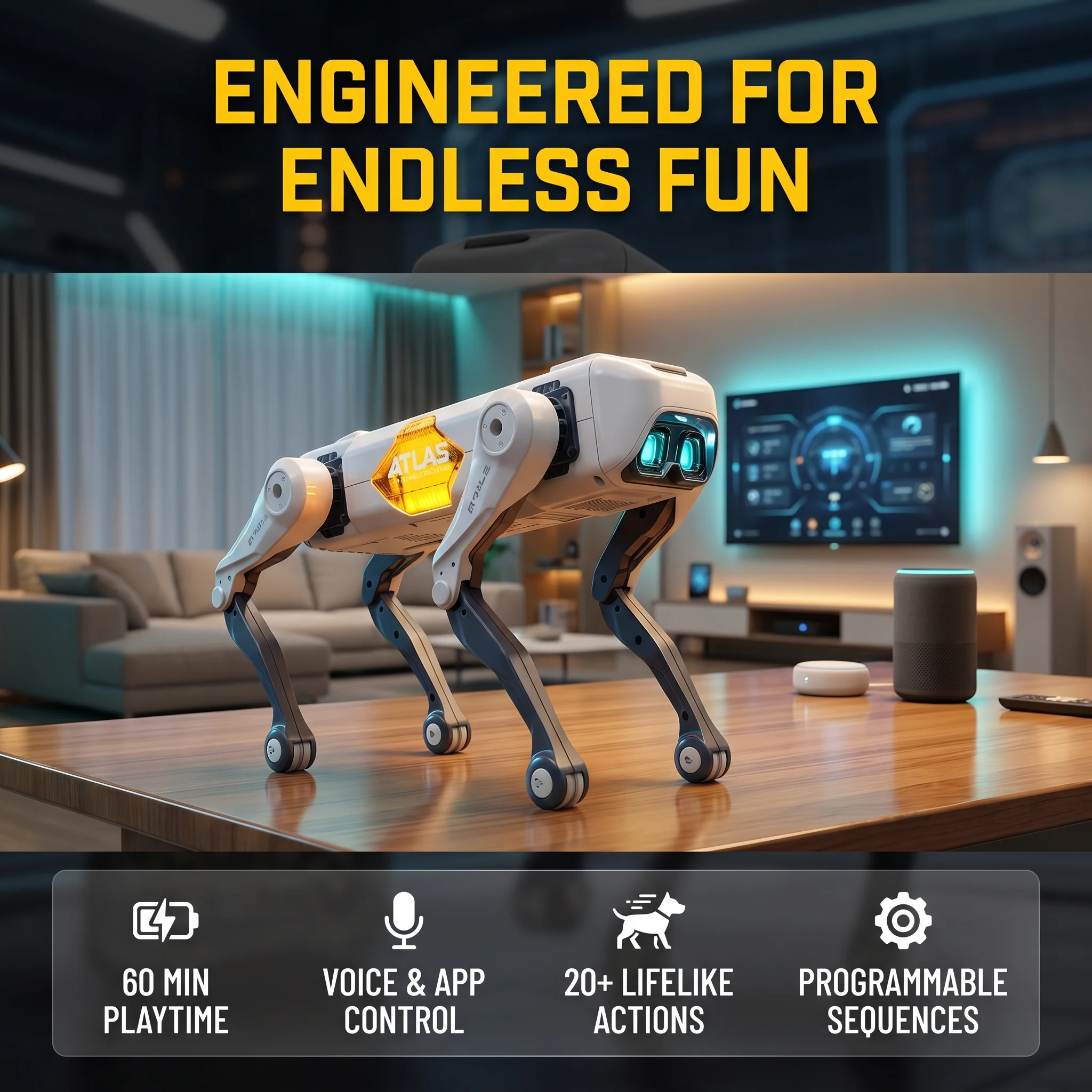 Kids Y Toys - KI-Smart-Roboterhund, Sprach- & App-Steuerung, Programmierbar, Tanzt,