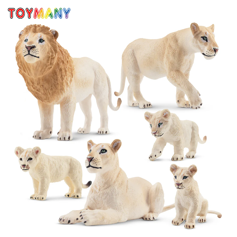 Kids Toys Variety - 6Pcs Simulation Weißer Löwe Familie Tiere