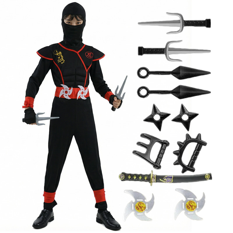 Schwarzes und blaues Ninja-Kos – Kids Toys Set Bewertung und Preis