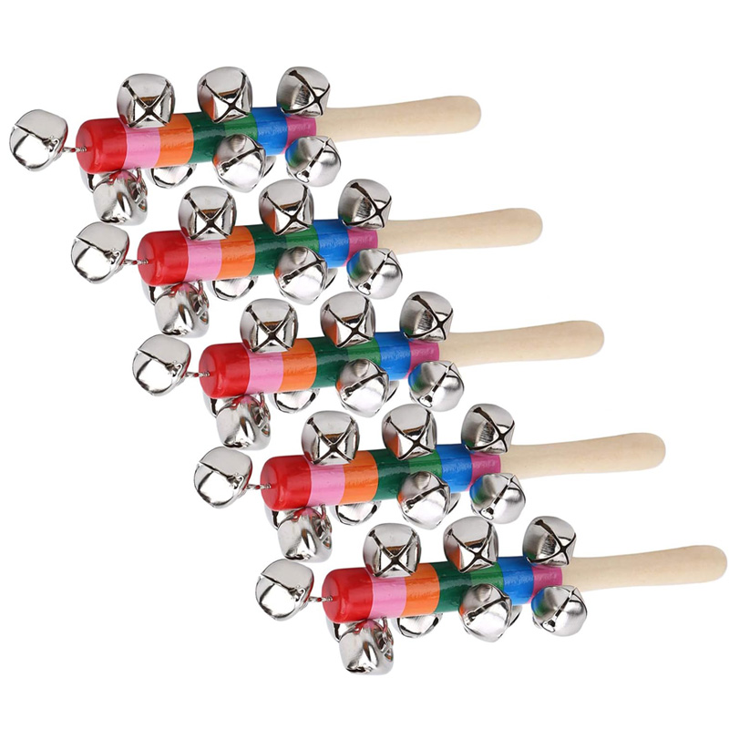 5PCS Holz Jingle Hand Glocken  – Kids Toys Xylophone Bewertung und Preis